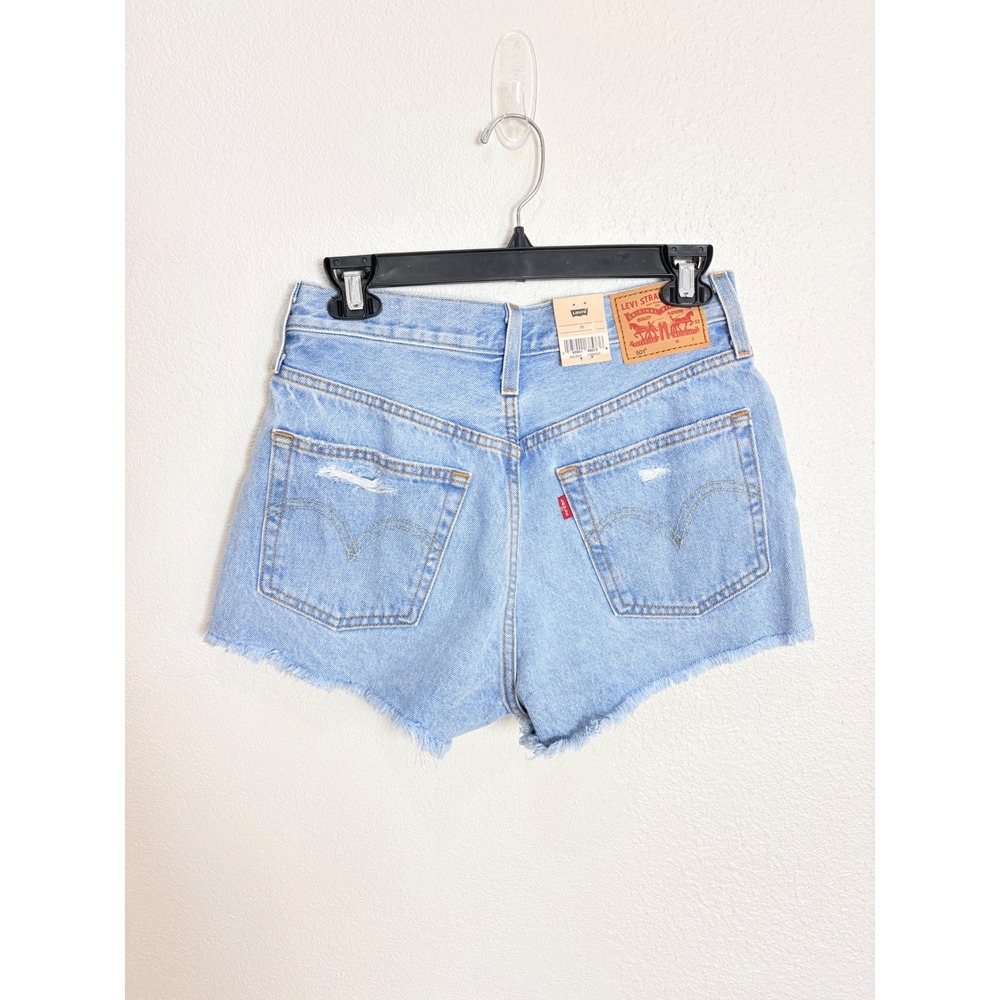 Levi's 501 Light Wash Distressed Button Fly High Rise Denim Shorts Size 26 Jean